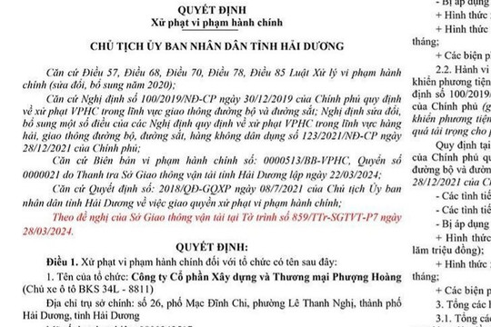 Chở quá tải trọng, doanh nghiệp và lái xe bị phạt 238 triệu đồng