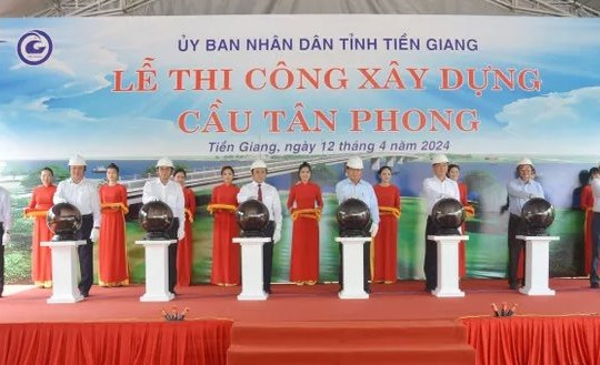 Tiền Giang: Thi công xây dựng cầu Tân Phong