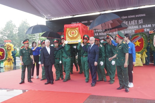 Xúc động Lễ truy điệu và an táng hài cốt liệt sĩ