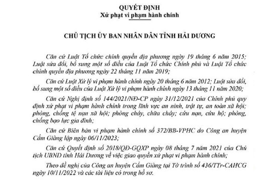 Công ty Thiết kế và may Chung MO VN bị phạt 250 triệu đồng