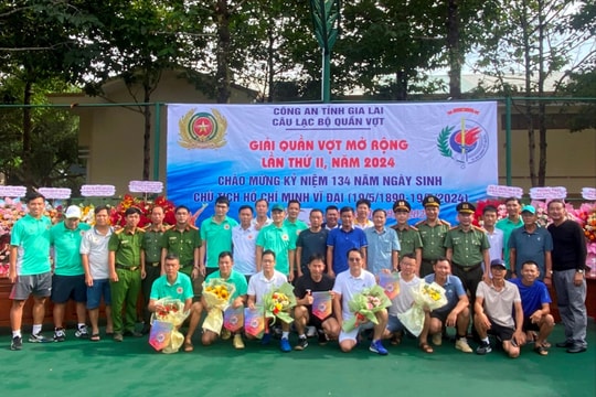 Công an tỉnh Gia Lai tổ chức giải Quần vợt chào mừng 134 năm Ngày sinh Chủ tịch Hồ Chí Minh