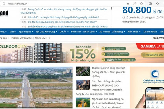 Tước quyền sử dụng giấy phép trang tin Cafeland 3 tháng