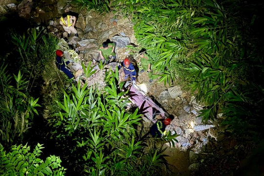 Xe tải chở mận lao xuống vực trong đêm, 3 người bị thương