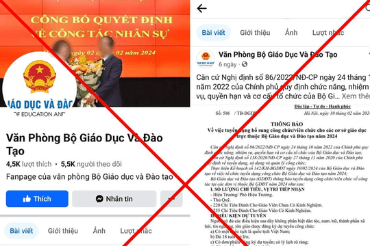 Nhiều tài khoản mạo danh Bộ Giáo dục & Đào tạo