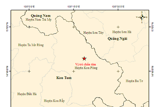 Động đất 3.7 xảy ra tại khu vực huyện Kon Plông