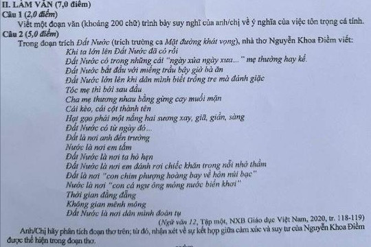 Kỳ thi tốt nghiệp THPT 2024: "Đất nước" vào đề thi Ngữ văn