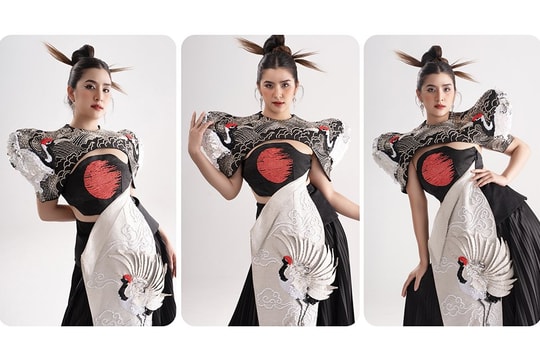 Miss Wold Laos 2023 - Phonevilai Luanglath ấn tượng trong bộ sưu tập Hạc Tiên của NTK trẻ Phương Thùy