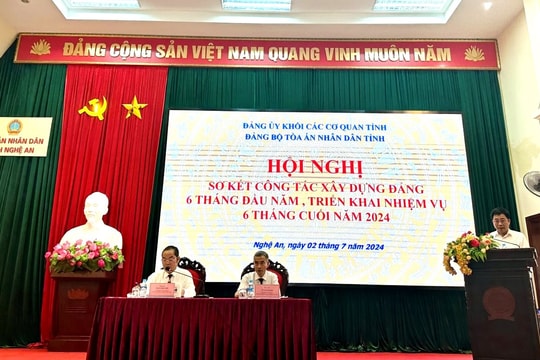 TAND tỉnh Nghệ An sơ kết công tác xây dựng Đảng 6 tháng đầu năm 2024