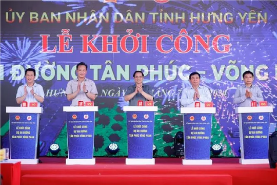 Hưng Yên: Khởi công xây dựng dự án đường Tân Phúc - Võng Phan gần 3.000 tỷ đồng
