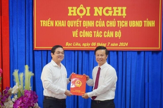 Bổ nhiệm Phó Giám đốc Sở Kế hoạch và Đầu tư tỉnh Bạc Liêu