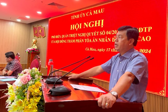 Cà Mau quán triệt Nghị quyết số 04 của Hội đồng Thẩm phán TANDTC