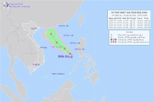 Áp thấp nhiệt đới trên biển Đông đang mạnh dần, gió giật cấp 8