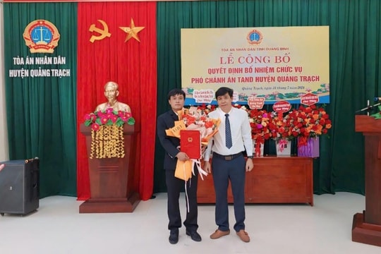 Bổ nhiệm Phó Chánh án TAND huyện Quảng Trạch và thị xã Ba Đồn