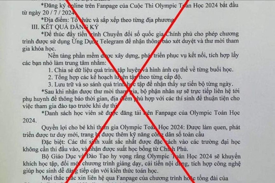 Cảnh báo giả mạo văn bản của Bộ Giáo dục và Đào tạo mời tham gia Olympic Toán 2024