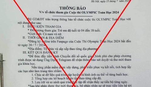Bộ Giáo dục và Đào tạo lên tiếng về văn bản giả mạo lừa thi Olympic Toán học