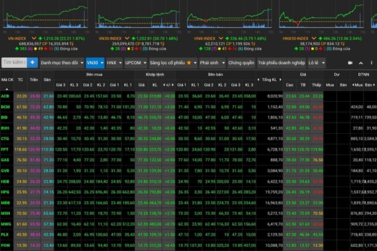 VN-Index tăng trở lại, "đội" hơn 22 điểm