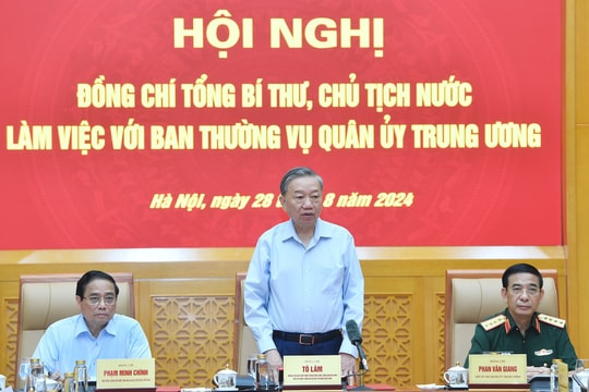 Tổng Bí thư, Chủ tịch nước Tô Lâm làm việc với Ban Thường vụ Quân ủy Trung ương