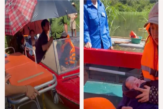 Cao Bằng: Sản phụ sinh con trên xuồng cứu hộ