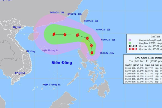 Bão Yagi đang hướng vào Biển Đông, gây gió giật cấp 15