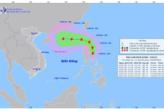 Xuất hiện bão Yagi đang tiến vào sát Biển Đông