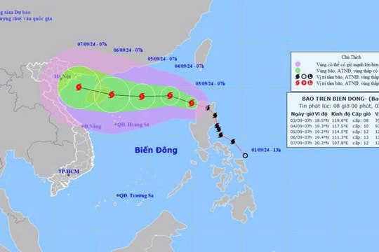 Bão Yagi mạnh cấp 8, giật cấp 11 vào Biển Đông