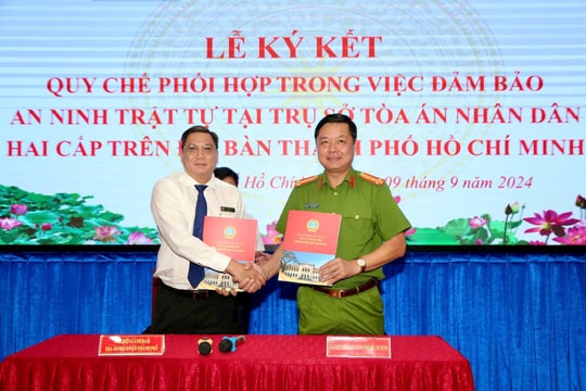 TAND và Công an TP.HCM ký kết quy chế phối hợp công tác bảo vệ an ninh trật tự tại Tòa án