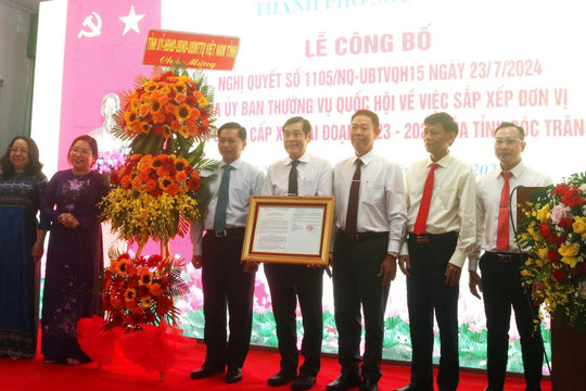 Sóc Trăng: Công bố Nghị quyết của UBTV Quốc hội về việc sắp xếp đơn vị hành chính cấp xã