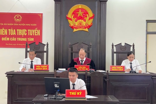 TAND huyện Như Xuân tổ chức phiên tòa trực tuyến rút kinh nghiệm