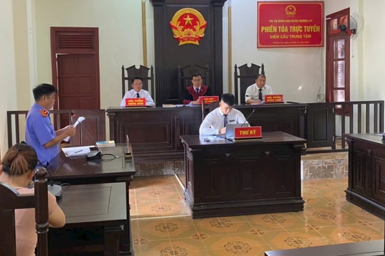 TAND huyện Mường Lát tổ chức phiên tòa trực tuyến kết nối với 27 điểm cầu