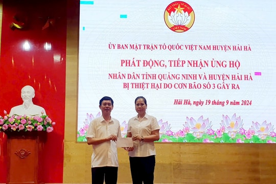 TAND huyện Hải Hà ủng hộ nhân dân khắc phục hậu quả cơn bão số 3