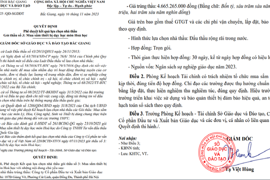 Thấy gì qua các gói thầu mua sắm hàng hóa tại Sở GD&ĐT Bắc Giang?