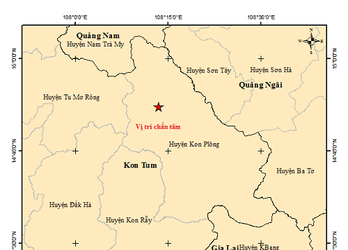 Kon Tum xảy ra động đất mạnh 3.7 độ