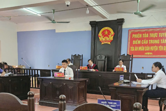 TAND huyện Yên Định tổ chức phiên tòa trực tuyến rút kinh nghiệm