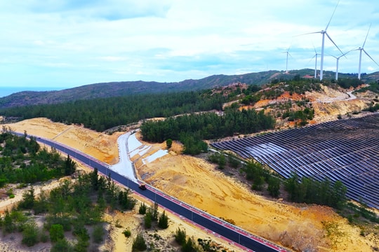 Ấn tượng con đường xuyên qua ngọn đồi điện gió tại Bình Định