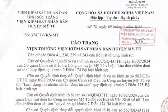 Truy tố bị can Huỳnh Văn Khải về tội “Lạm dụng tín nhiệm chiếm đoạt tài sản”