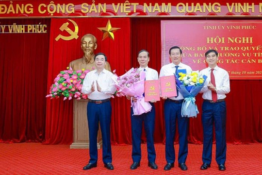 Vĩnh Phúc công bố quyết định của Ban Thường vụ tỉnh về công tác cán bộ