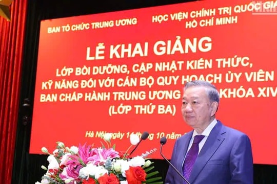 Tổng Bí thư, Chủ tịch nước Tô Lâm dự khai giảng lớp bồi dưỡng cán bộ quy hoạch Ủy viên Trung ương Đảng khóa XIV