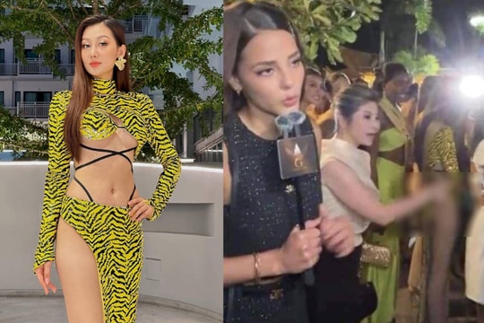 Hoa hậu Quế Anh lại 'hớ hênh' khi diện váy xẻ tà