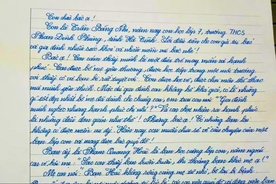 Lá thư tay đầy xúc động của nữ sinh lớp 7 nhờ giúp đỡ bạn học cùng lớp