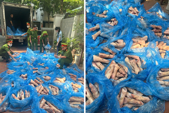 Tiêu hủy 1,6 tấn giò heo không rõ nguồn gốc ở Hà Nội
