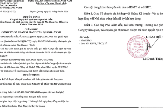 "Dễ" như Công ty CP Xi măng Tân Quang VVMI: Tỷ lệ tiết kiệm bằng 0 vẫn trúng thầu