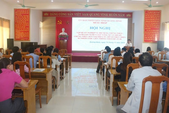 Sở Tư pháp Quảng Bình tập huấn nghiệp vụ lĩnh vực tư pháp và triển khai Đề án 06