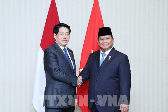 Chủ tịch nước Lương Cường gặp Tổng thống Indonesia Prabowo Subianto