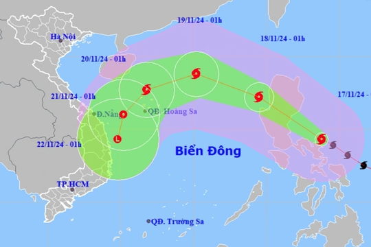 Siêu bão Man-yi vào Biển Đông trong đêm nay, nhiều tỉnh miền Trung bị ảnh hưởng