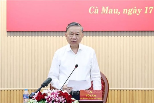 Tổng Bí thư Tô Lâm làm việc với Ban Thường vụ Tỉnh ủy Cà Mau