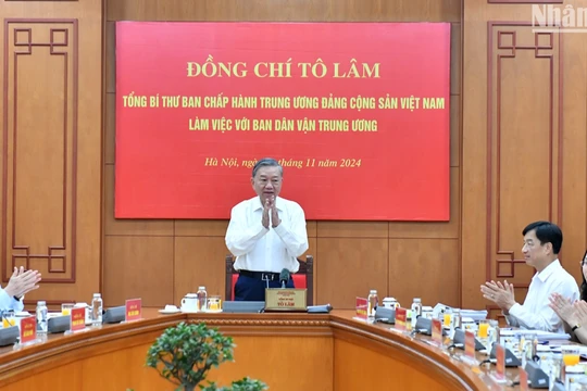 Tổng Bí thư Tô Lâm chủ trì cuộc làm việc với Ban Dân vận Trung ương