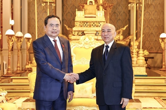 Chủ tịch Quốc hội Trần Thanh Mẫn yết kiến Quốc vương Campuchia Norodom Sihamoni và nguyên Chủ tịch Quốc hội Campuchia