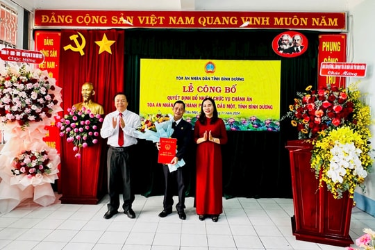 Chánh tòa Hình sự được điều động giữ chức vụ Chánh án TAND TP. Thủ Dầu Một