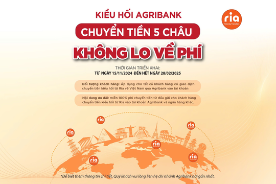 Agribank chuyển tiền năm châu - Không lo về phí