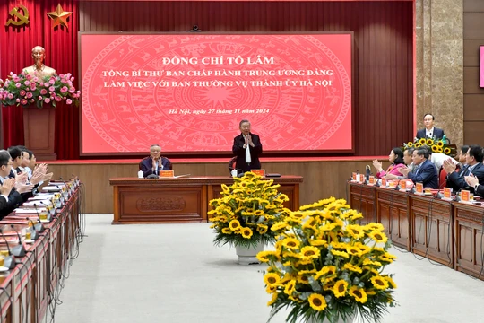 Tổng Bí thư Tô Lâm làm việc với Ban Thường vụ Thành ủy Hà Nội
